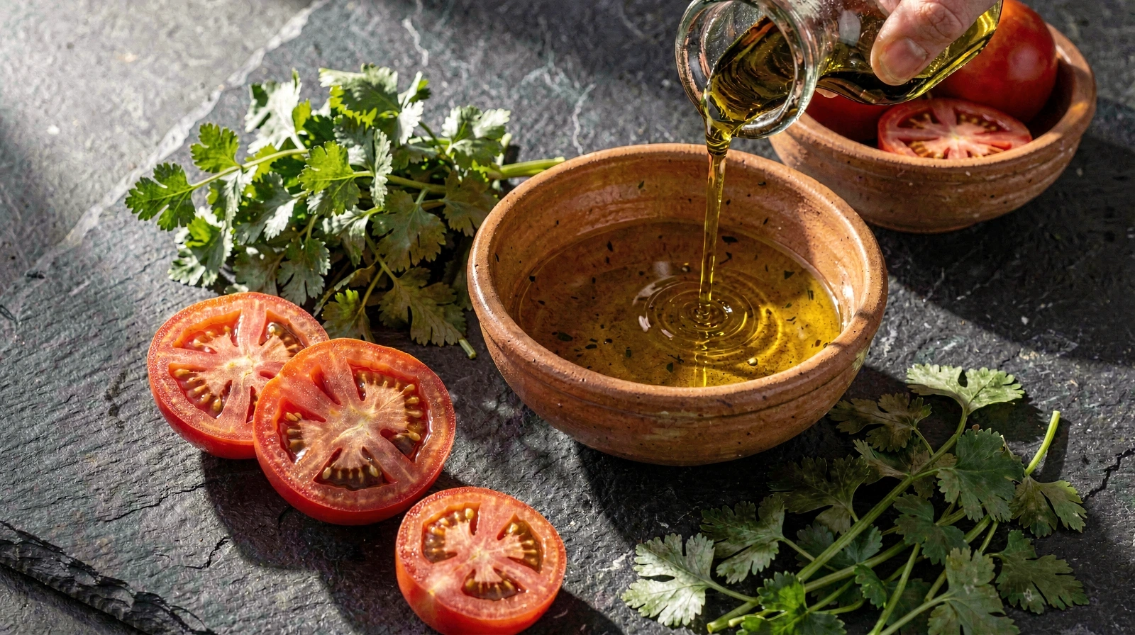 Ingredientes mediterrânicos frescos